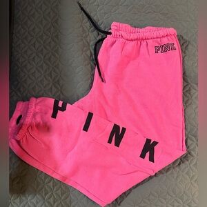Pink Sweatpants with Black Lettering